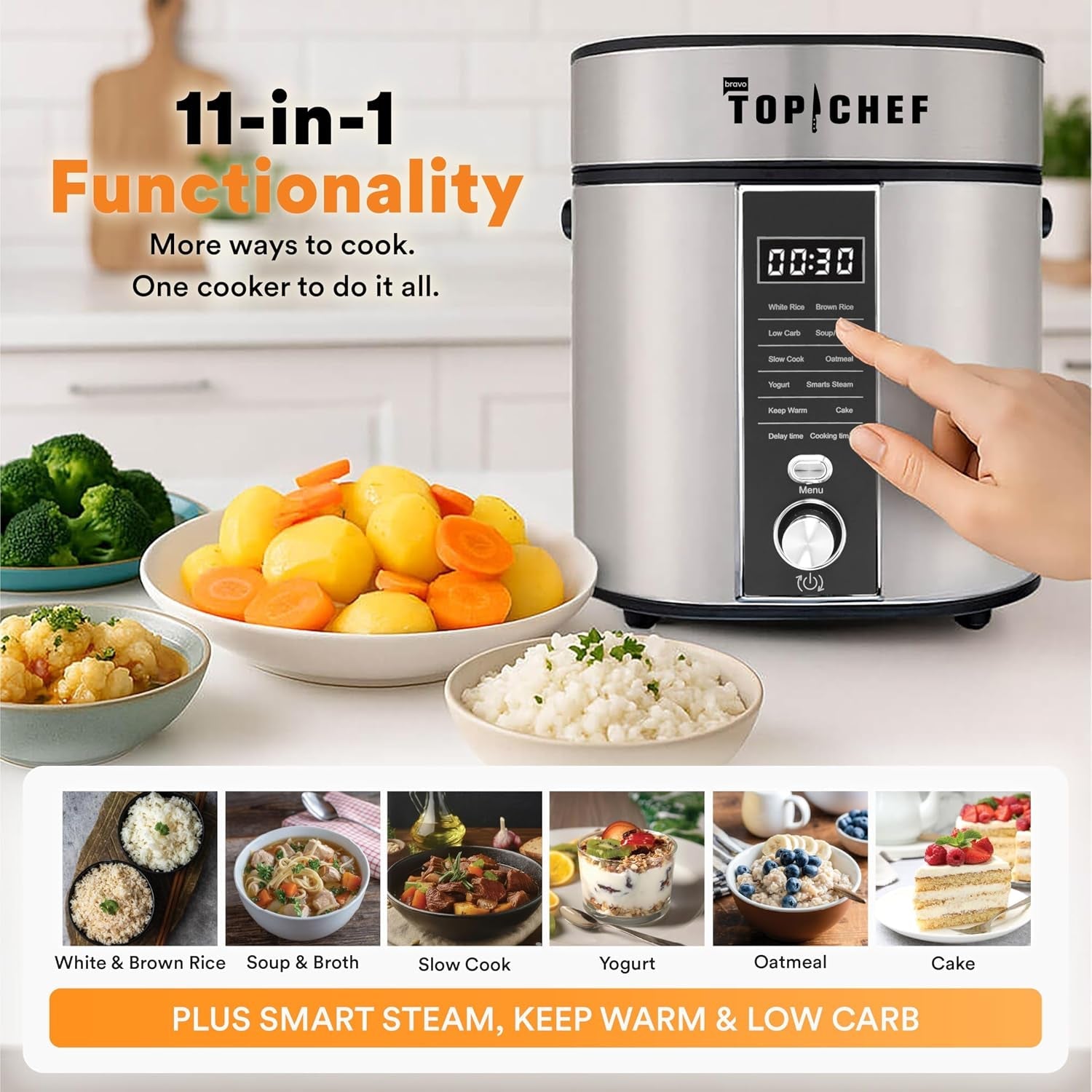 top-chef-11-in-1-digital-multicooker-with-rice-cooker-slow-cooker-yogurt-maker-and-steamer-one-touch-presets-led-display-nonstick-pot-keep-warm-6-cup-capacity