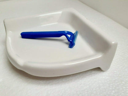 Bright White Ceramic Corner Shower Shelf Ledge Soap Tray Arctic White  Color 0190 Medium 7.5 Inch1