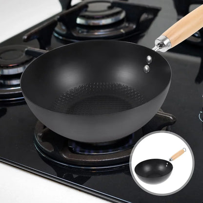 Small Iron Pot Japanese Style Mini Wok 8 Inch Flat Bottom Cast Iron Pan for Single Serving Cooking Compatible with Induction Gas Electric Stoves9