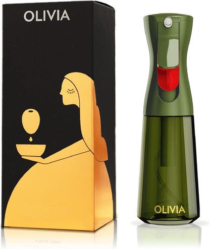 OLIVIA SIGNATURE Oil Sprayer for Cooking, 200Ml Glass, Green/Gold | Portion Control Mist for Air Fryer, Salad, BBQ, Refillable & Reusable, Fine Mist Olive Oil Kitchen Sprayer, Anti-Drip1