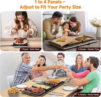 Electric Warming Tray, 4-In-1 Food Warmers for Parties Buffet with 10 Temp Settings and Timer, 33"X15" Glass Surface Warming Mat for Food, Modular Buffet Hot Plates for Catering and Gatherings2