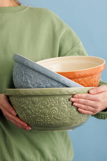 Home to Roost Mixing Bowl | 24Cm Earthenware Bowl with Embossed Hen & Cockerel Design | Classic Bakeware for Dough, Pastry & Cake Mixing | Dishwasher & Freezer Safe9