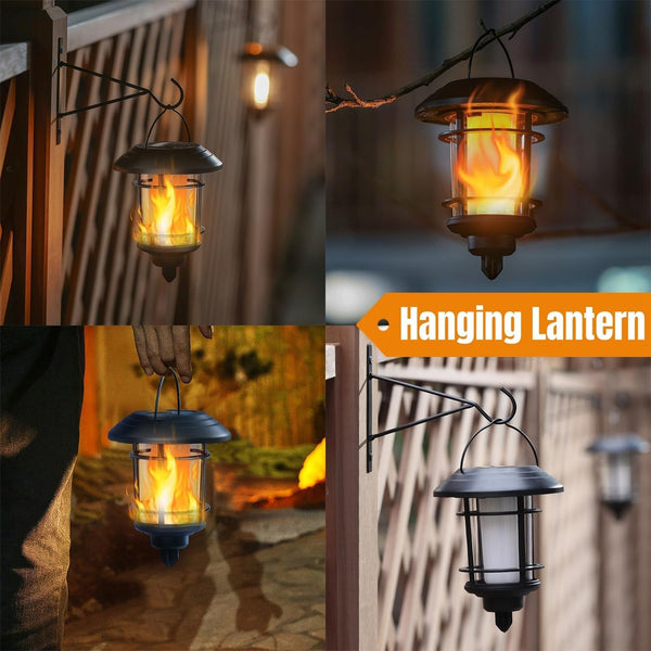 6 Pack Solar Flame Torch Lights Outdoor, Halloween Dual Use Flickering Flame Garden Light, Christmas Hanging Lanterns, Auto On/Off & Waterproof Lighting for Lawn Patio Yard Walkway Driveway6