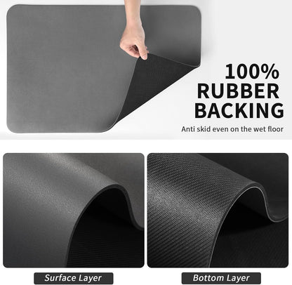 Dish Drying Mat for Kitchen Counter, Heat Resistant Drainer Mats with Non-Slip Rubber Backed, Hide Stain Kitchen Super Absorbent Draining Mat, Easy to Clean Dish Rack Pad, Dark Grey 16"X18"5