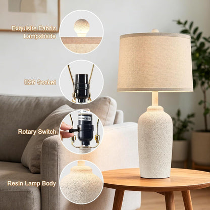 Farmhouse Table Lamp for Living Room, Stone-Like Bedside Lamp for Bedroom6
