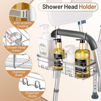 Hanging Shower Caddy, Shower Rack with Hooks for Bath Chair & Shower5