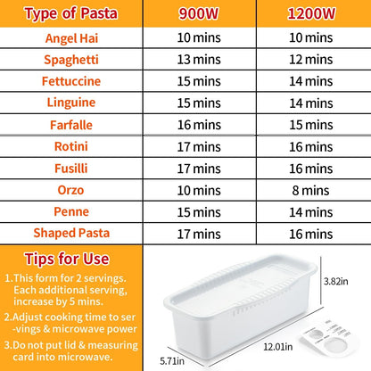Microwave Pasta Cooker with Strainer Lid & Built-In Measuring Card | Quickly Cook 1-4 Servings-No Mess, Sticking or Waiting for Boil, Pasta Cooker in Microwave for Dorm, Rv,Kitchen & Quick Meals6