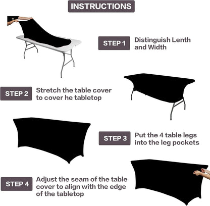 2 Pack 6FT Black Table Cloth for Rectangular Spandex Table Cover | Fitted Events Stretch Covers Washable Spandex Tablecloth Protector for Party, Wedding, Cocktail, Banquet, Festival4