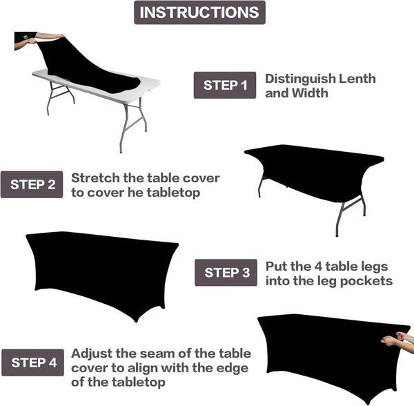 2 Pack 6FT Black Table Cloth for Rectangular Spandex Table Cover | Fitted Events Stretch Covers Washable Spandex Tablecloth Protector for Party, Wedding, Cocktail, Banquet, Festival4