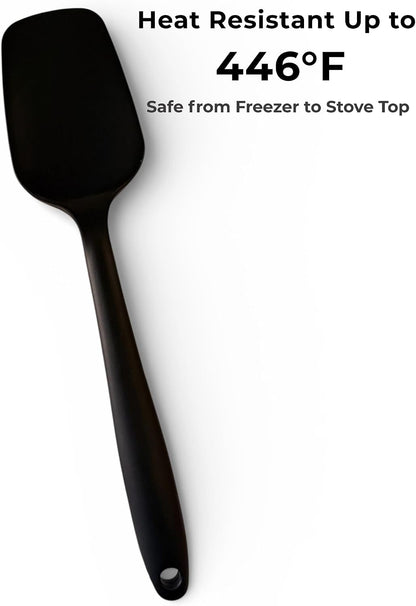 Silicone Spatula Set with Spoon Rest – 4-Piece Heat Resistant Rubber Spatulas for Cooking, Reinforced Core, Non-Stick Safe Kitchen Utensils (Black)4