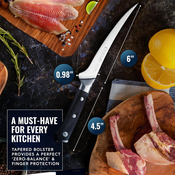 Boning Knife 6" – Flexible Fillet Knife for Meat, German Steel3