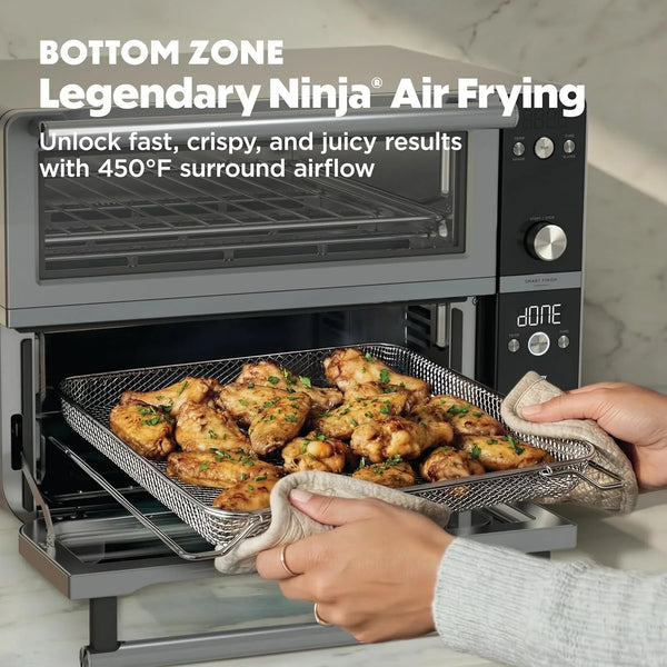 Ninja Double Oven Pro Smart XL, 30.2 Qt, 12-In-1, Stainless Steel, DCT801 | Dualzone, Smart Finish, Fits 4.5 Lb Chicken, Air Fry, Bake, Broil, Roast, Toast, Pizza7