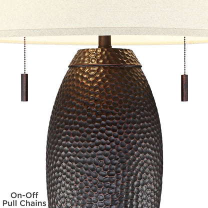 Noah 31" Large Table Lamps Set of 2 Bronze Vase Hammered Pull Chain5