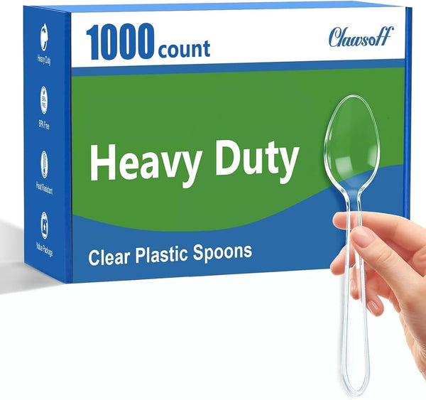 1000 Count Clear Disposable Plastic Spoons, Plastic Silverware1
