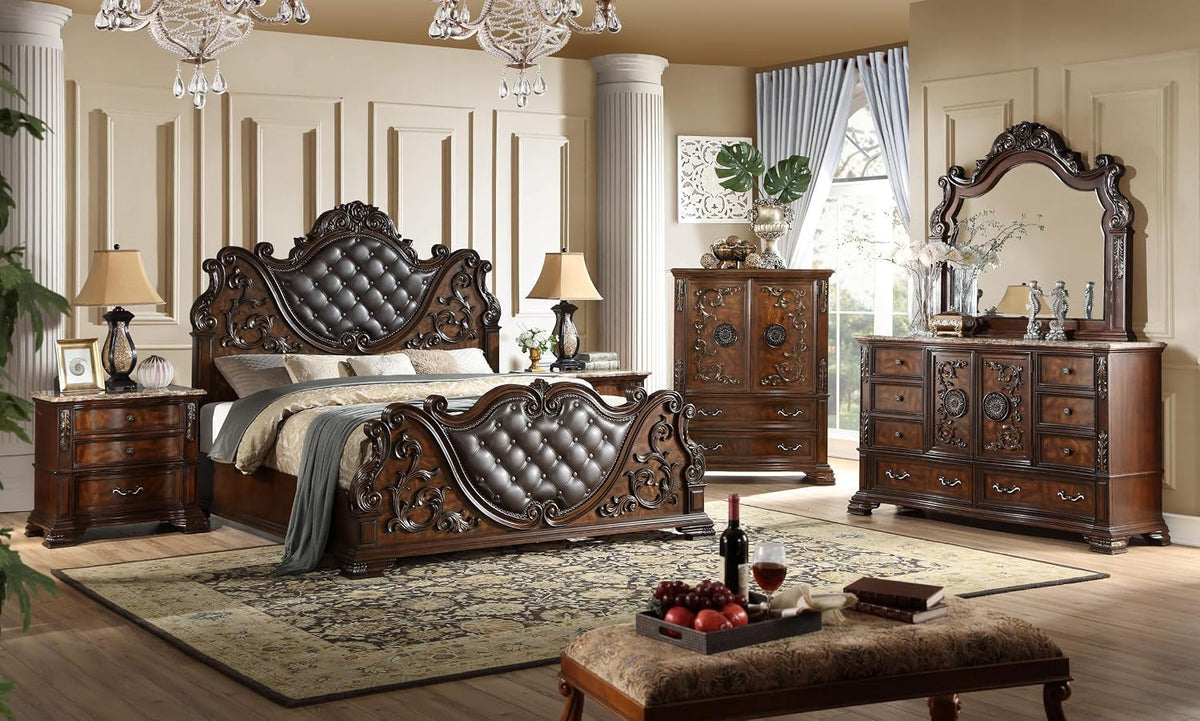 cosmos-furniture-santa-monica-traditional-queen-bed-cherry-finish-wood-bed-with-tufted-headboard-nail-head-trim-queen-size-for-classic-bedroom-decor