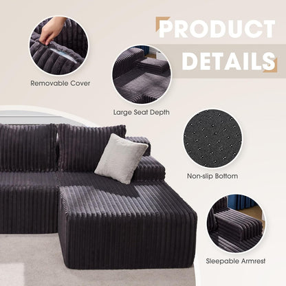 Boneless Couch Modular Sectional Sofa L-Shape Lounge Cloud Couch7