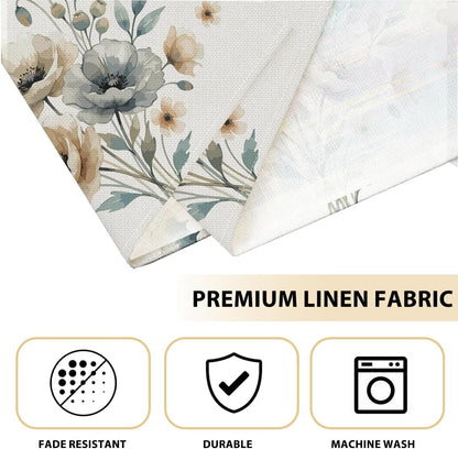 Neutral Poppy Floral Spring Placemats Set of 4, Boho Minimalist Decor3