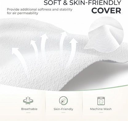 Single Tri-Folding Mattress Topper - 4 Inch Medium Firm Portable Foldable Mattress with Washable Cover & Non-Slip Base - Ideal for Camping, RV, and Guests,White4