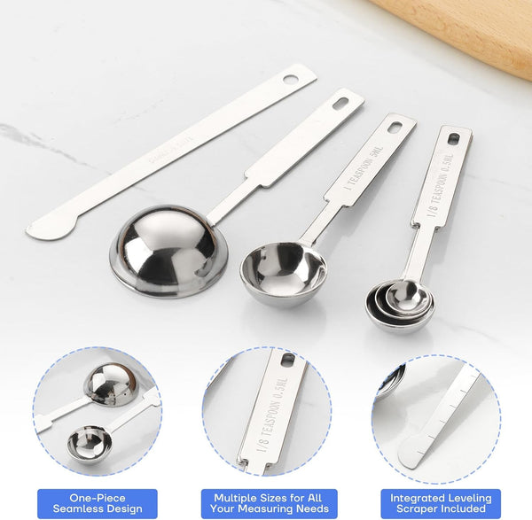 10-Piece Stainless Steel Measuring Cups and Spoons Set for Home Baking Essentials, Dishwasher Safe Kitchen Tools5