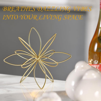 8" Gold Decorative Sphere, Metal Floral Tabletop Sculpture, Abstract Tabletop Decorative Ball for Home Metal Sphere Decor7