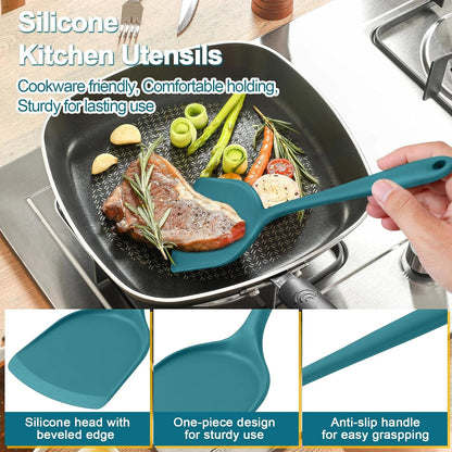 Blue Kitchen Utensil Set, 4 Pieces Silicone Cooking Utensils3