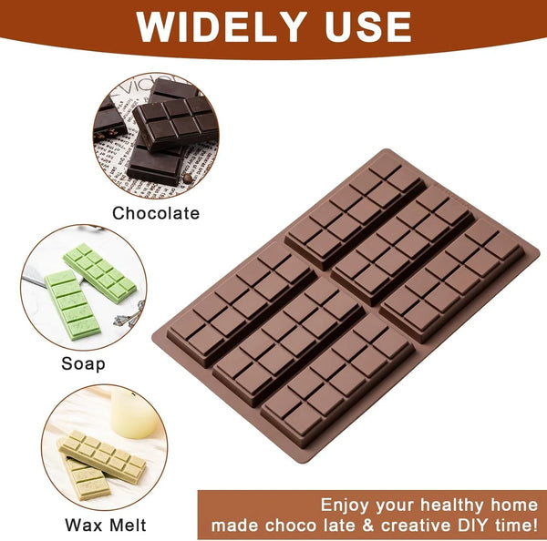 Chocolate Bar Mold，Non-Stick Chocolate Molds，100% Food Grade Silicone Mold | DIY Chocolate Bar Mold, Chocolate Chip Mold for Dubai Pistachio Rod, Candy, Snacks,Knafeh Pistachio Rod and More(10 Snap)6