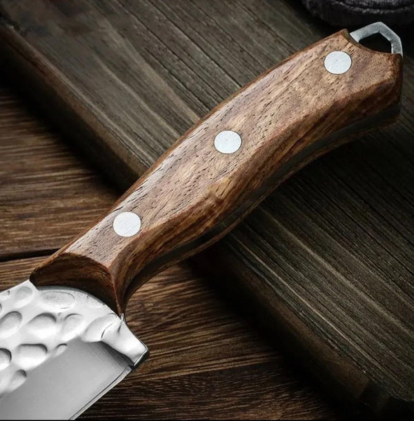 Meat Cleaver, Fruit Knives Forged Camping Hunting Knife Stainless Steel Knife with Cover(2 Knives)5