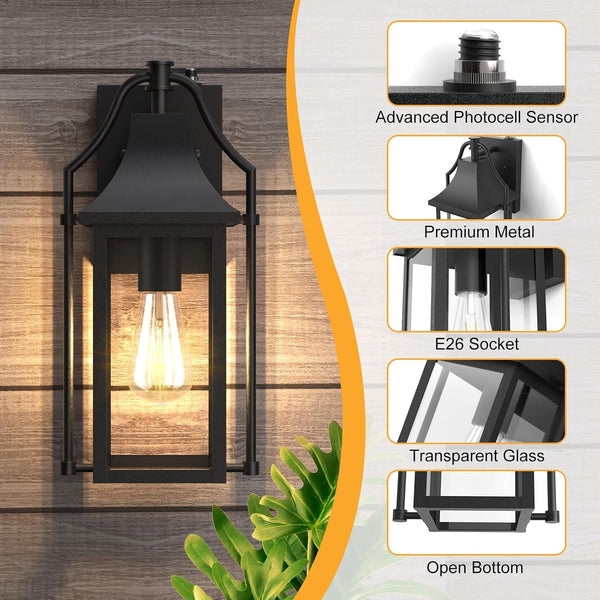 Dusk to Dawn Outdoor Wall Sconce, Waterproof Porch Lights, Black5