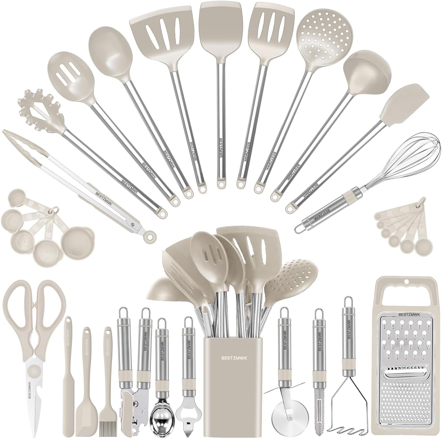 kitchen-utensil-set-silicone-cooking-utensils-33-kitchen-gadgets-spoons-for-nonstick-cookware-silicone-and-stainless-steel-spatula-set-best-kitchen-tools-useful-pots-khaki
