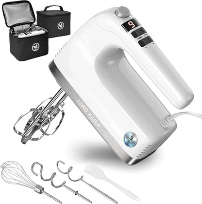 9-Speed Digital Hand Mixer Electric Handheld, 500W DC Motor | Kitchen Mixer for Cake Baking, Lightweight Egg Beaters with Stain-Resistant & Waterproof Storage Bag & 6 Accessories1