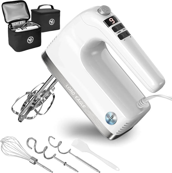 9-Speed Digital Hand Mixer Electric Handheld, 500W DC Motor | Kitchen Mixer for Cake Baking, Lightweight Egg Beaters with Stain-Resistant & Waterproof Storage Bag & 6 Accessories1