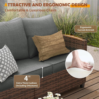 Patio Furniture Set with Swivel Rocking Chair, 6 Pcs Outdoor Couch5
