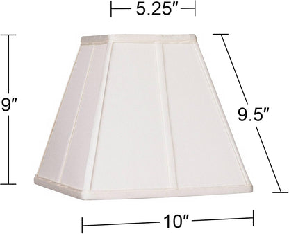 Medium Ivory Classic Square Shades 5.25X10X9 (Spider) Set of 2 | 5.25" Top X 10" Bottom X 9" High Replacement for Table Lamps Shade Pre-Assembled Harp + Finial4