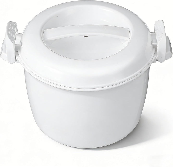 Microwave Rice Cooker 2 Quart, Microwave Steamer for Vegetables, 1.8L Professional Large Micro Cookware for Grains, Pasta & Potatoes - BPA Free, Dishwasher Safe