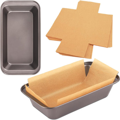2 PCS Nonstick Loaf Pan Set, 9 X 5 Inch Carbon Steel Rectangle Bakeware with 100 Unbleached Parchment Liners for Baking Toast, Cakes, Banana Breads, Gray1