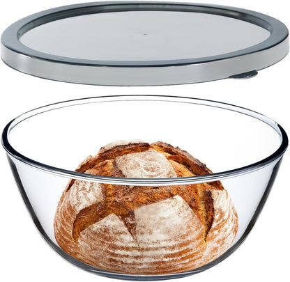 4.7QT Large Glass Mixing Bowl with Lid, Clear Glass Salad Cooking Bowls for Sourdough, Salad and Storage Prepping and Baking Food Storage Set1