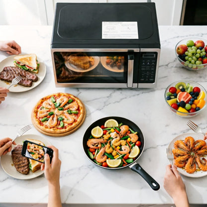 Microwave Countertop Oven, 700W Small Microwaves, 0.7 Cu.Ft Mini Ovens Compact with 10 Power Levels, 6 Cooking Menus for Apartments, Dorm and Small Space Kitchen, Child Lock, Easy Clean, Black3