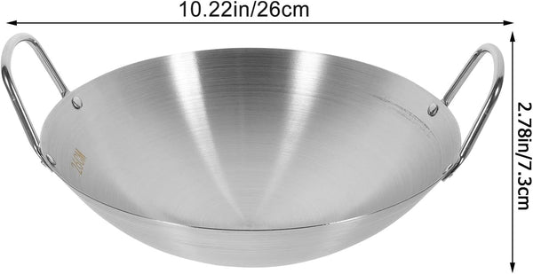 10.23 Inch Stainless Steel Wok round Bottom Frying Pan for Gas Stove Large Capacity Stir Fry Pan for Bbq Fried Potatoes Scrambled Eggs Home Kitchen Cooking6