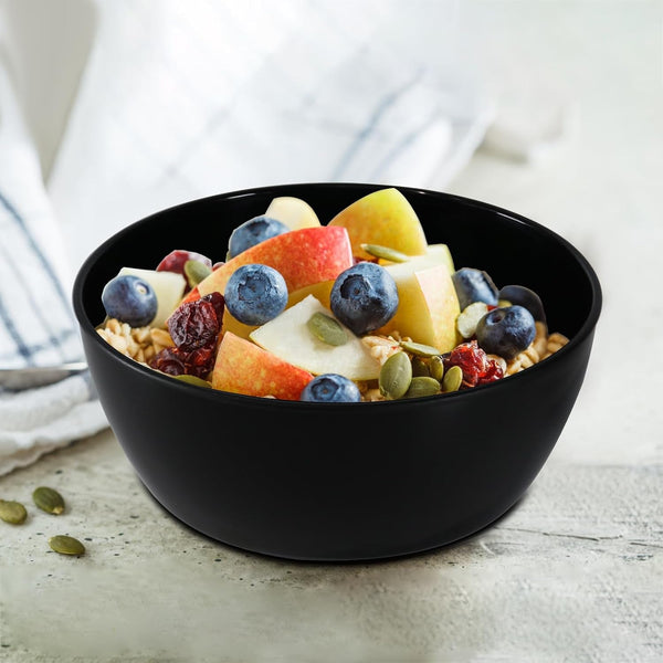 4-Piece Classic Plastic Prep Bowls with Lids, Nesting Plastic Small Mixing Bowl Set for Mixing, Baking, Prepping, Cooking and Serving Food, Microwave and Dishwasher Safe (Black)3