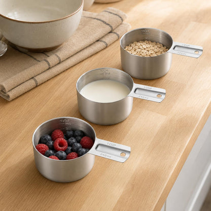 Stainless Steel Metal Measuring Cups, 1 CUP, 3Pack8
