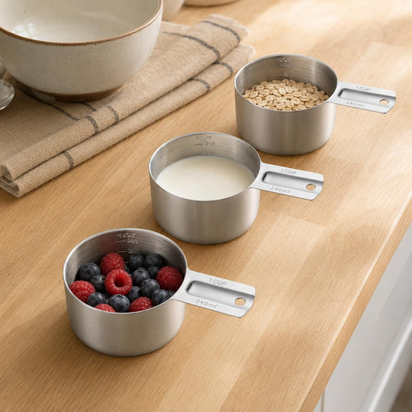 Stainless Steel Metal Measuring Cups, 1 CUP, 3Pack8