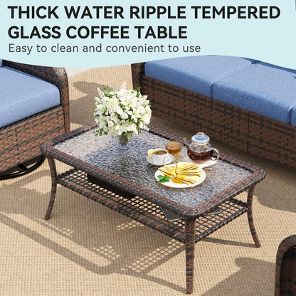 7 Piece Outdoor Patio Furniture Set for Backyard, Navy Blue8