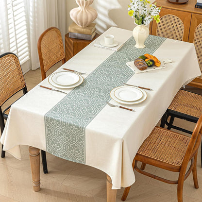 55"X86" Sage Green Medallion Tablecloth Waterproof Rustic Decor1