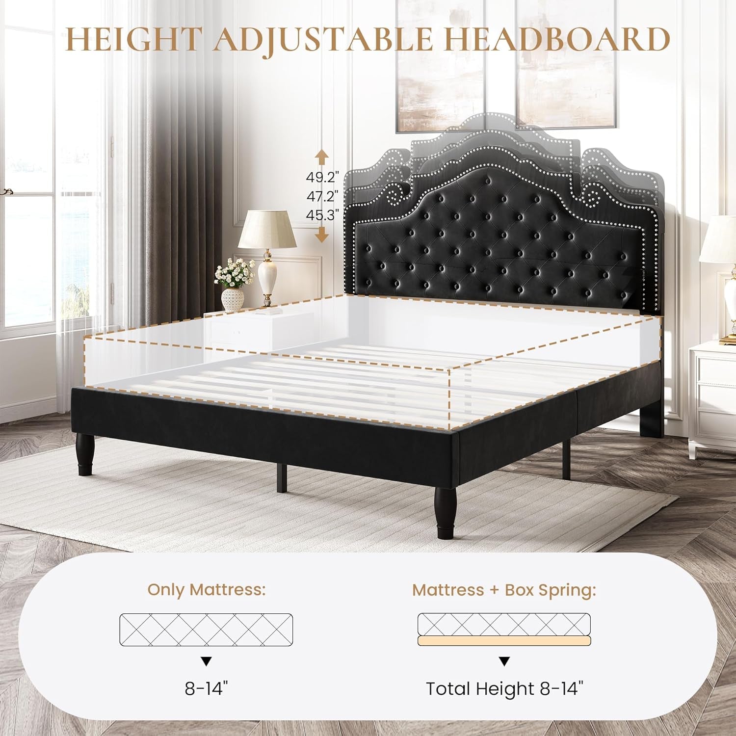 queen-bed-frame-with-adjustable-headboard-velvet-upholstered-diamond-button-tufted-and-metal-studs-no-box-spring-needed-wood-slat-support-easy-assembly-black