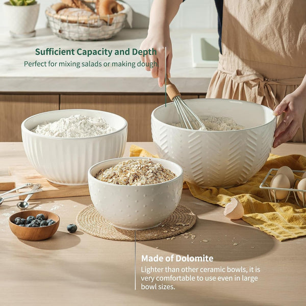 Ceramic Mixing Bowls Set, 5/3/1.5Qt Set of 32