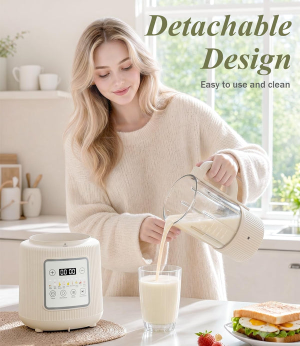 Nut Milk Maker Machine, 59Oz Soy Milk Machine with Detachable Design, 9 in 1 Homemade Soy, Almond, Oat, Plant Based Milk, Juice, Milkshake and Smoothie Maker, 24H Delay Start, Auto Clean2