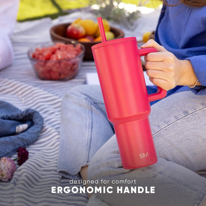 Simple Modern 40 Oz Trek Tumbler with Handle and Straw Lid | Cup Holder Friendly Insulated Stainless Steel Travel Mug | Almond Birch | Trek Tumbler, Travel Mug | Insulated Water Bottle, Cupholder Friendly, Stainless Steel Cup | Almond Birch9