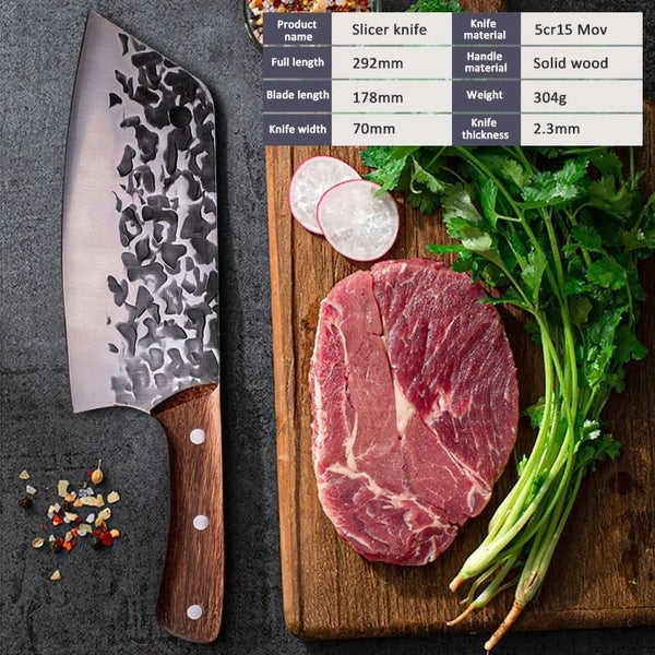 Meat Cleaver, 7 Inch Slicing Knives High Carbon Steel Chef Knife Kitchen Meat Fish Vegetables Cutter Butcher Cleaver Knives(C Knife)2