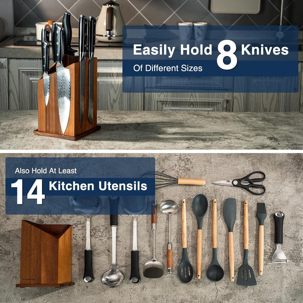 Magnetic Knife Holder, Double-Sided Acacia Wood Knife Block2