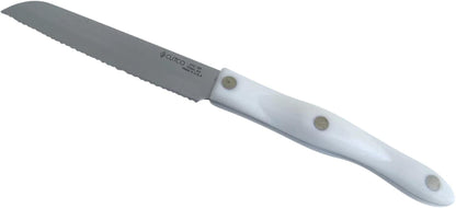 Model 3721 White (Pearl) Santoku Trimmer Knife with High Carbon Stainless 4-7/8"" Double-D Serrated Edge Blade and 5 1/4" Handle.1
